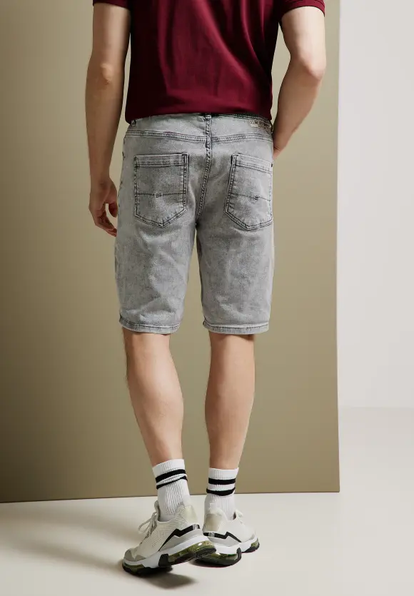 Relaxed Fit Jeansshorts - grey denim random bleach