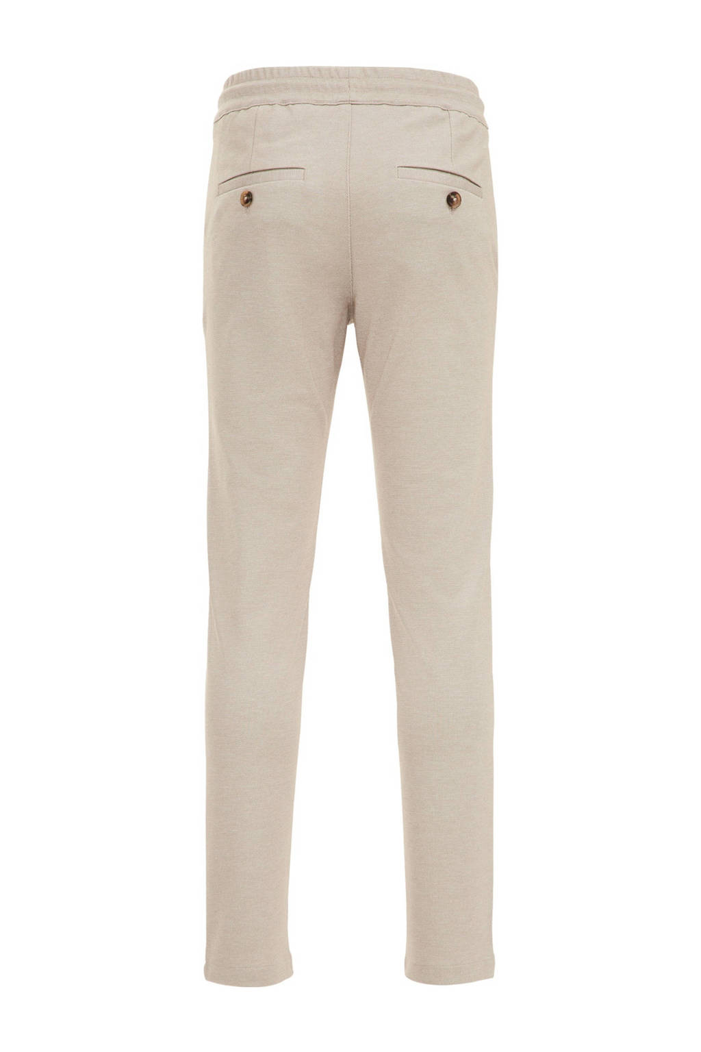 WE Fashion gemêleerde slim fit broek zand
