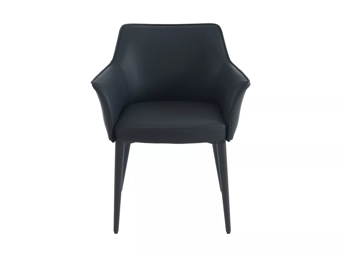 Lot de 6 chaises avec accoudoirs en simili et métal - Noir - MIALOV