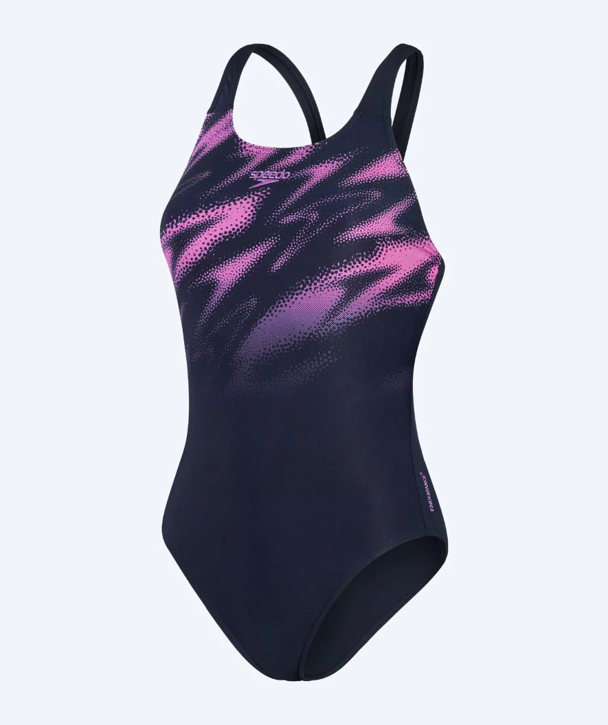 Speedo badedragt til damer - Hyperboom Placement Muscleback - Mørkeblå/pink
