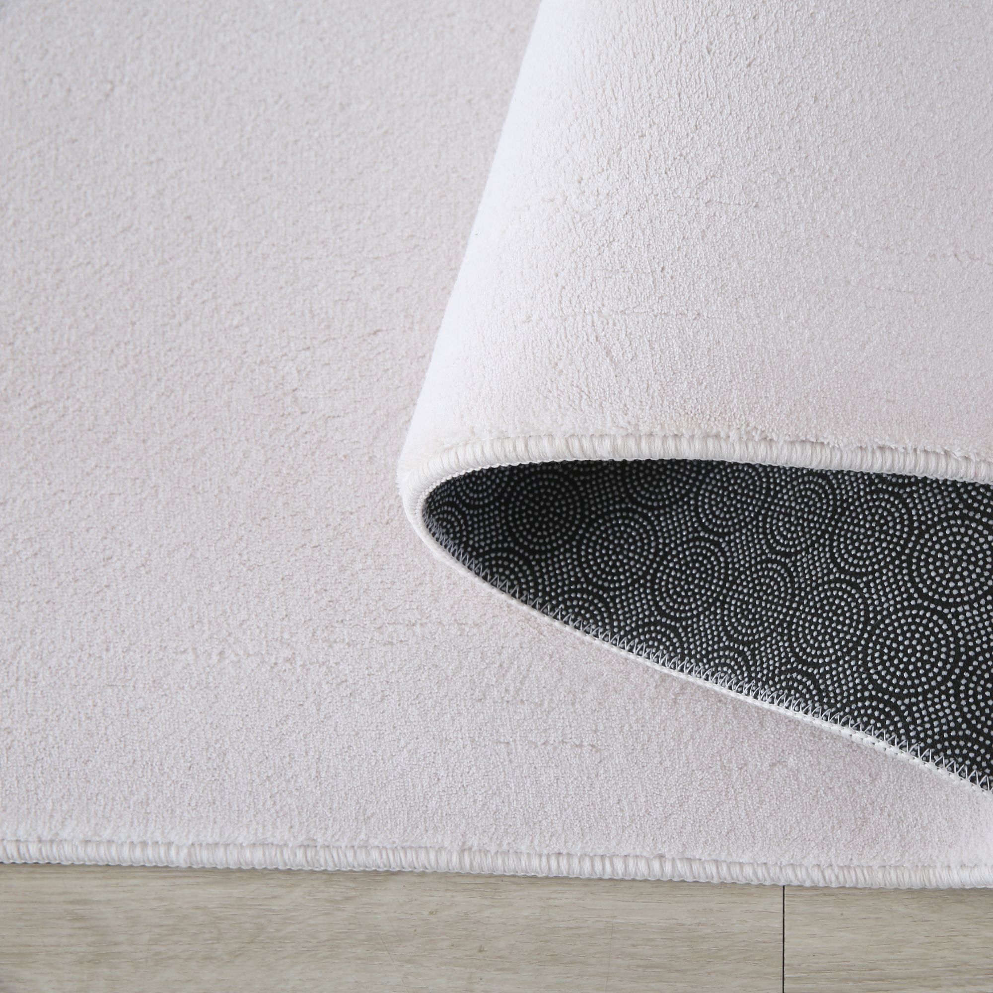 Waschbarer Runde Teppich, Kurzflor Flauschig Weich, Einfarbig, Felloptik, Soft