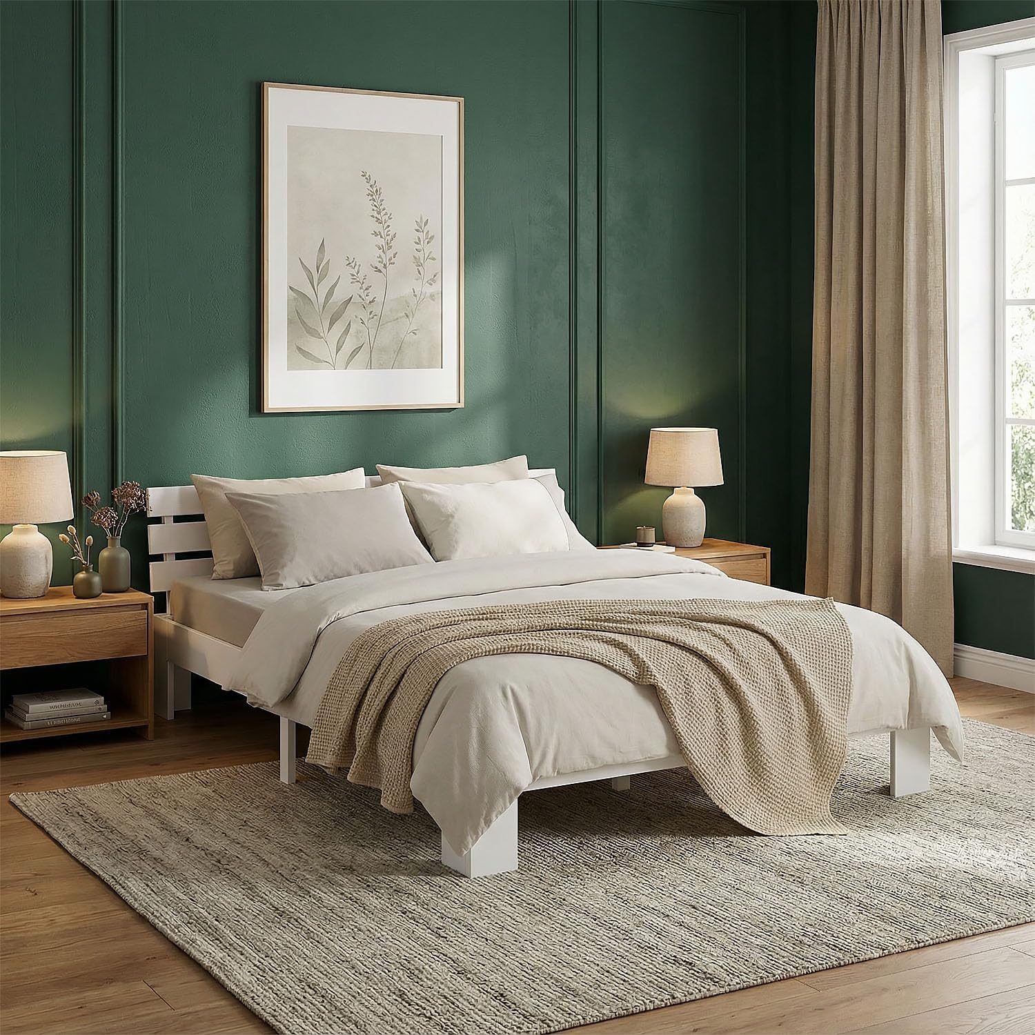 Homestyle4u Bett Holzbett 120x200 Weiß Massivholz Kiefer Bettgestell mit Lattenrost, modernes Futonbett für Schlafzimmer | Artikel 1892