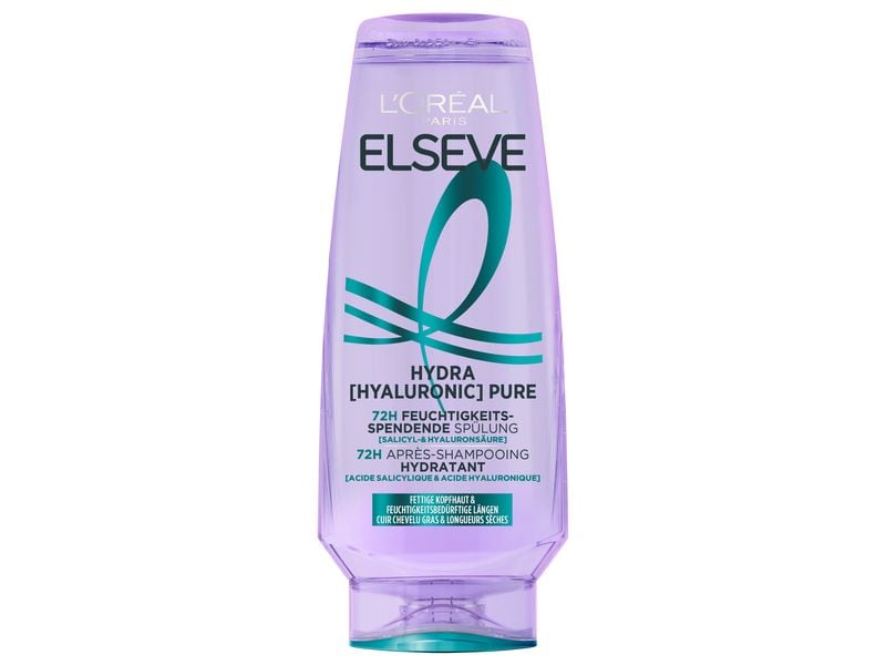 L'Oréal Elsève Haarspülung Hydra Hyaluronic Pure 72H 200 ml Conditioner für glänzendes, lebendiges und schwungvolles Haar, ohne zu beschweren