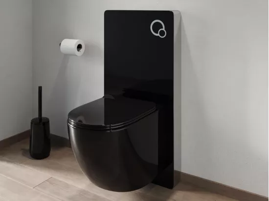 Pack WC suspendu avec bâti-support décoratif - Noir brillant - JAVOINE