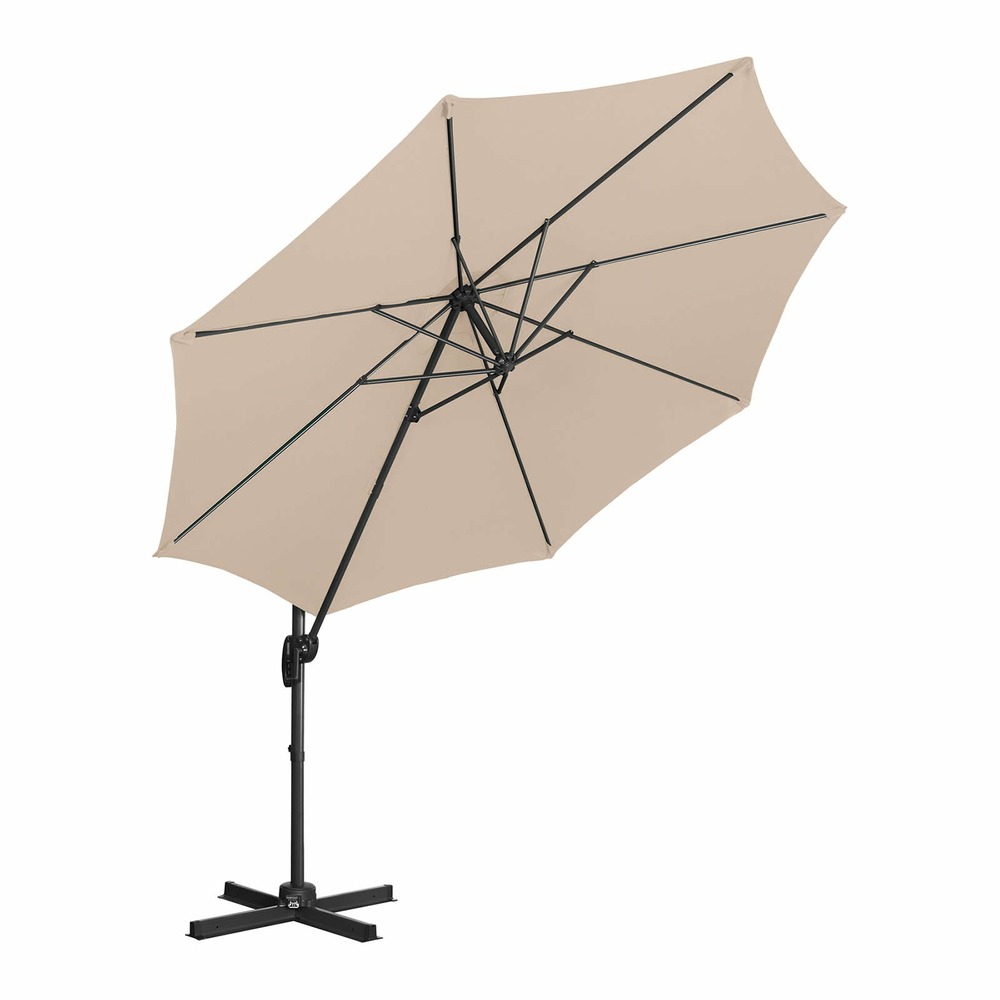 Parasol déporté rond diamètre 300 cm inclinable et pivotant crème