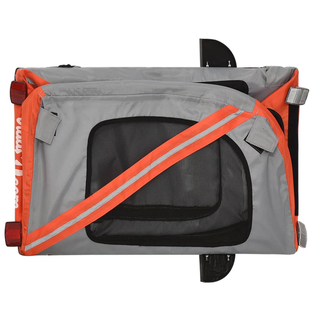 Remorque de vélo pour animaux de compagnie orange et gris