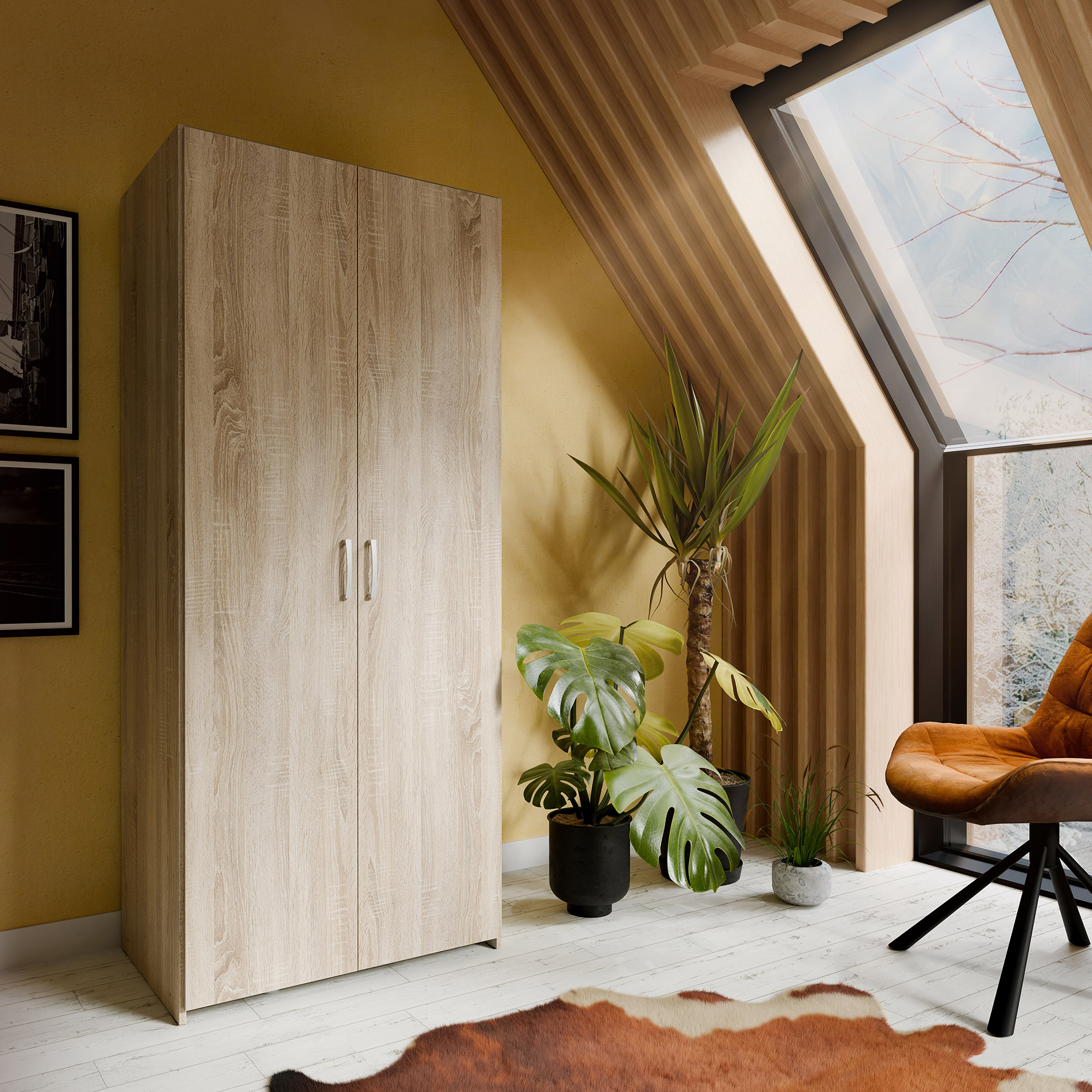 Drehtürenschrank - Sonoma Eiche - 2 Türen - 79,7 cm