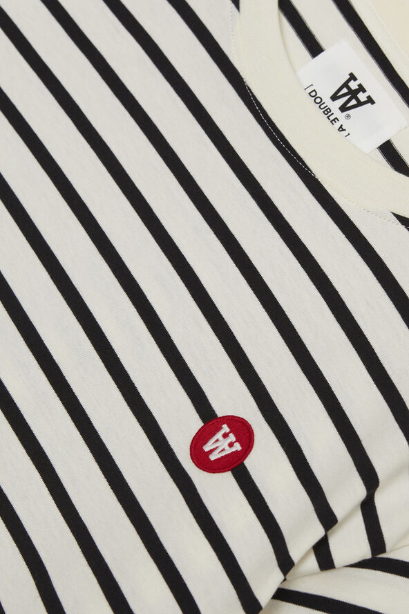 Wood Wood Ace badge T-shirt Off-white/black stripes