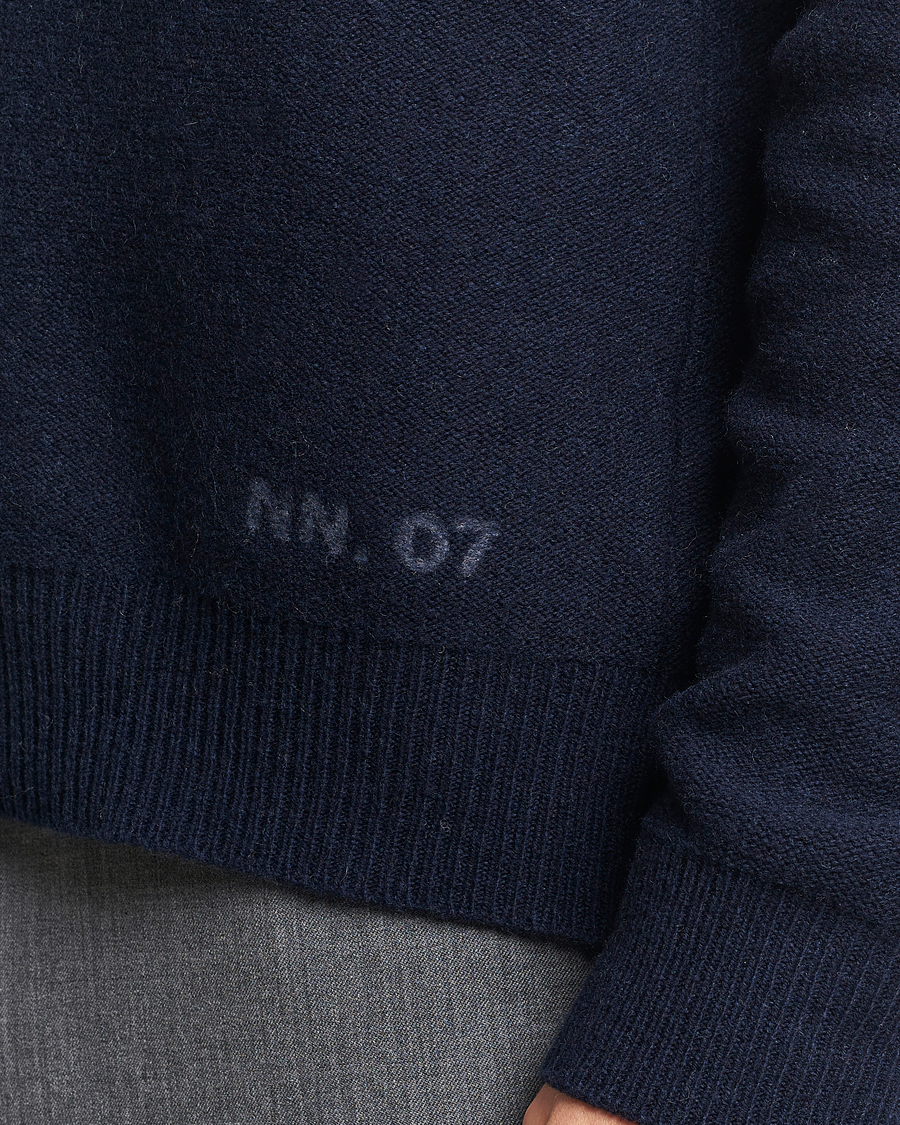NN07 Nigel Lambswool Knitted Crew Neck Navy Blue