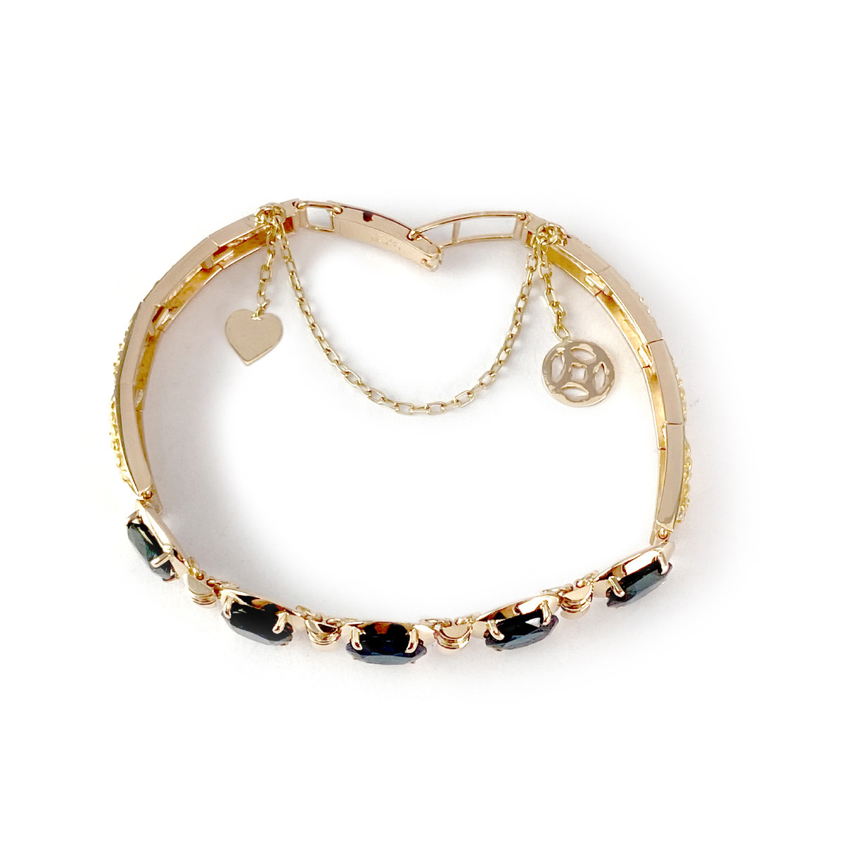 Bracelet d'occasion or 750 jaune saphirs ovales 15,5 cm