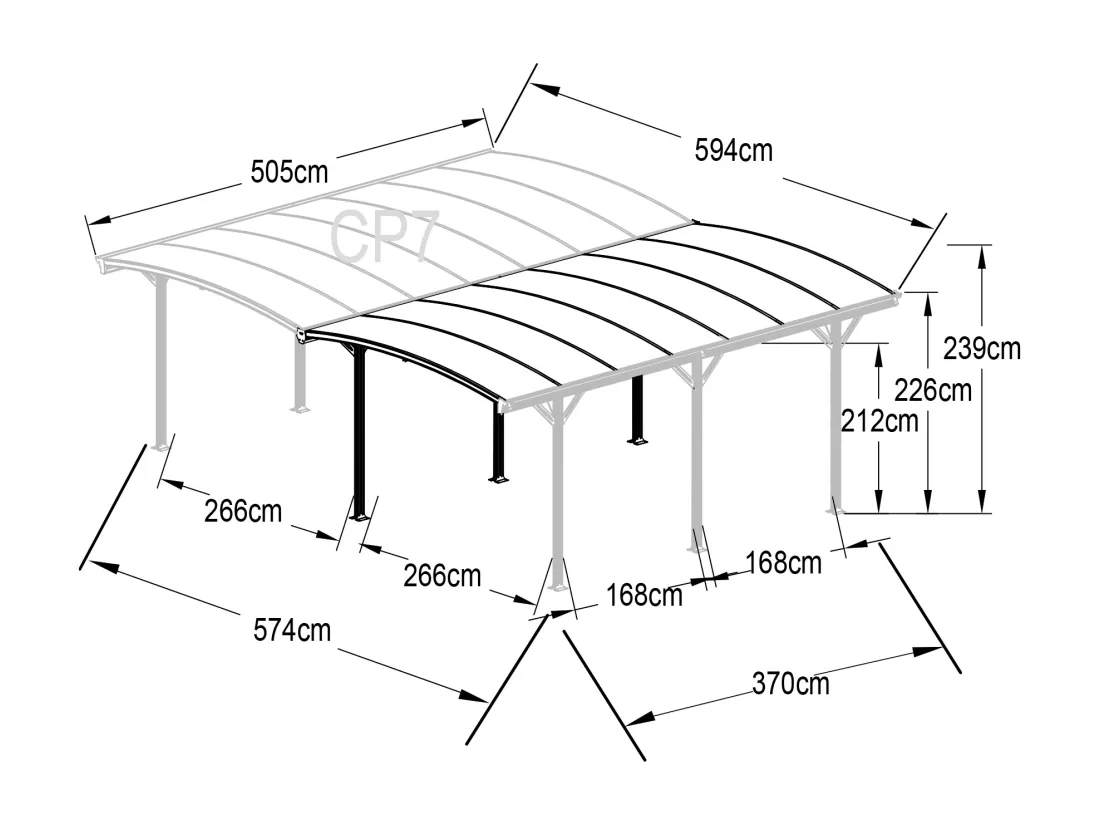 Carport pergola double autoportant en aluminium - 2 voitures - 30 m² - Gris anthracite - BARESA