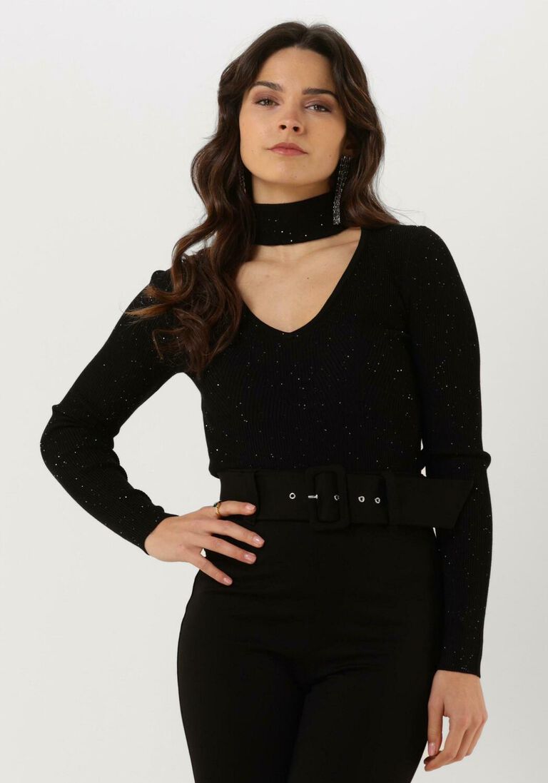 GUESS zwarte guess  ls micro sequin rib lea swtr