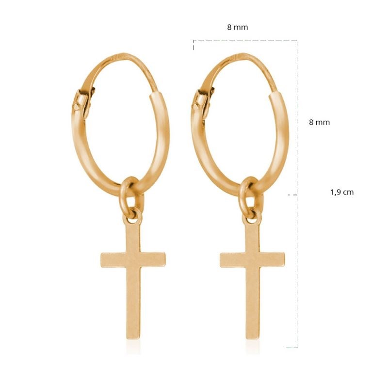 Boucles d'oreilles croix Or jaune