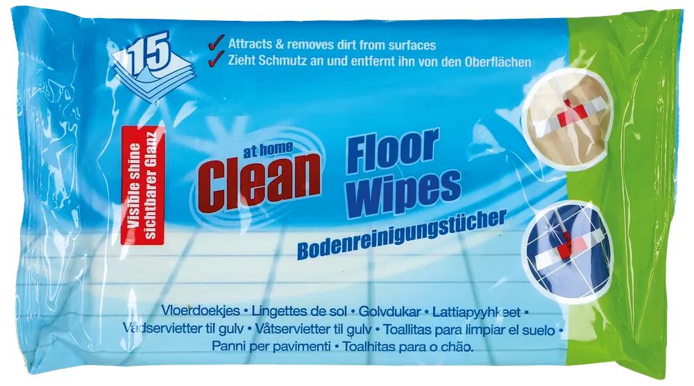 At Home Clean Rengøringsserviet til gulv 15-pak