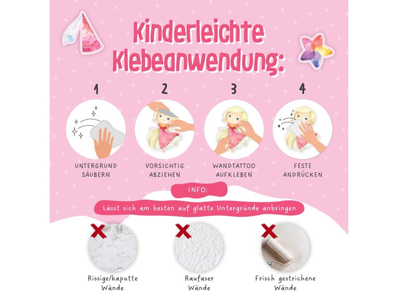 Papierdrachen Wandtattoo-Set Einhorn Wandsticker für Kinder