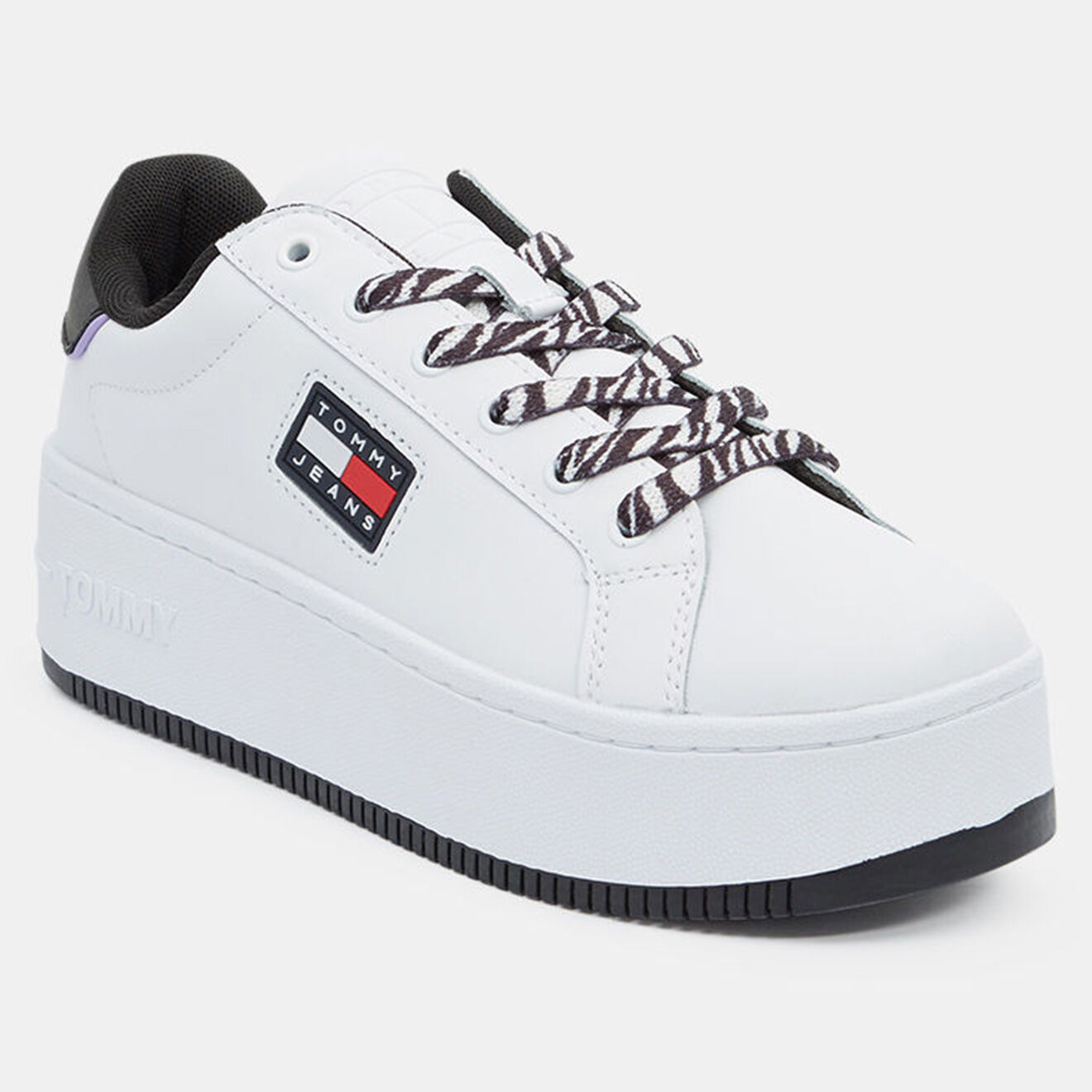 Tommy Jeans Baskets en Cuir Flatform Animal blanches