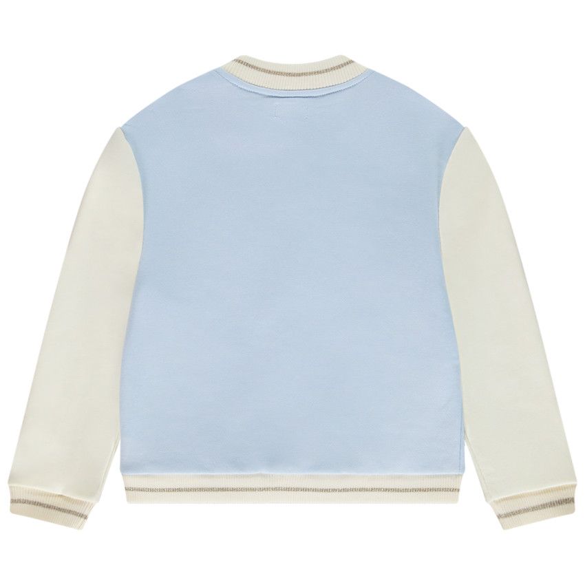 Blouson teddy en molleton patch bouclettes pour fille - Bleu