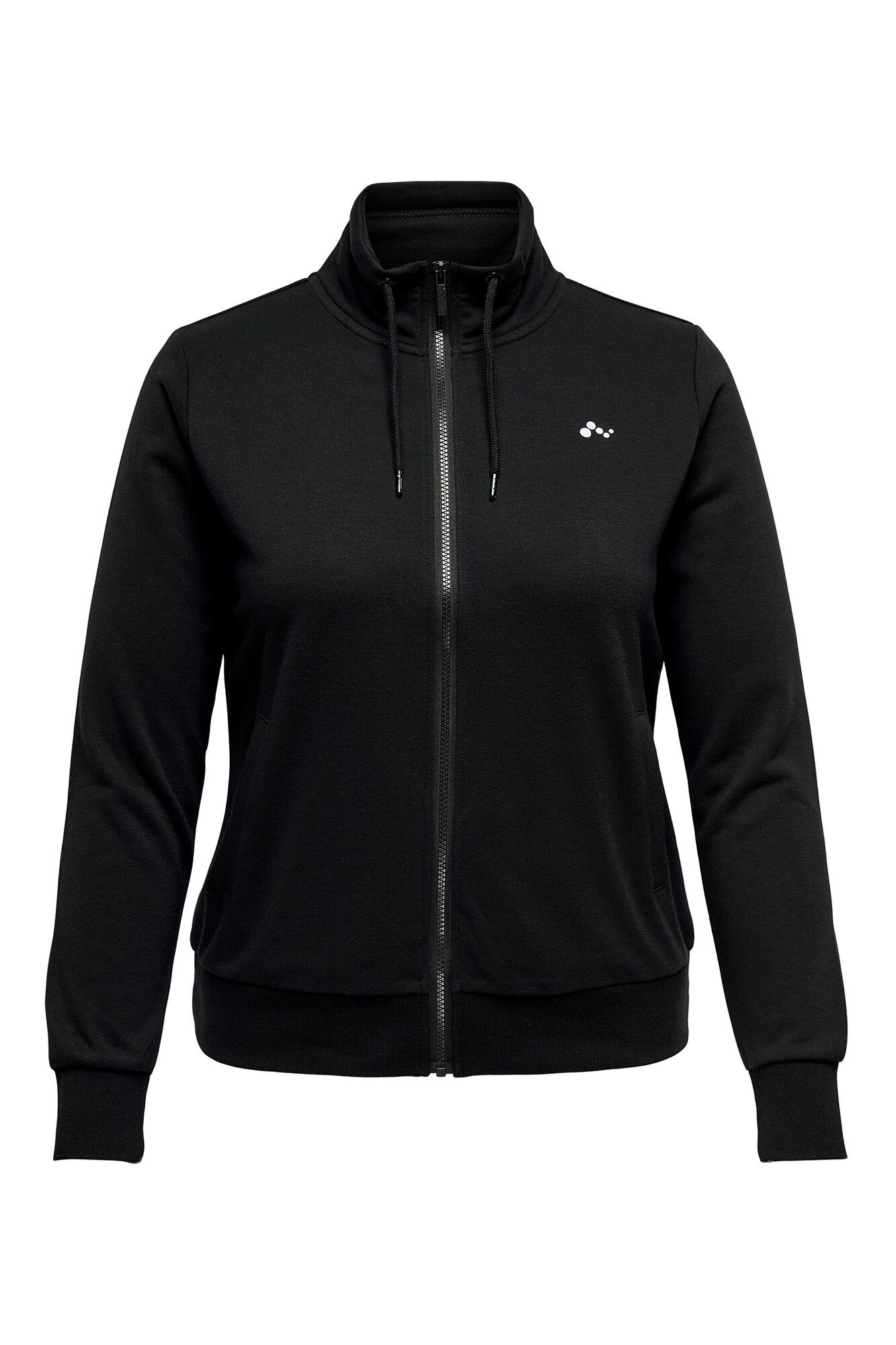 Blusa de moletom plus size com zíper e gola alta.
