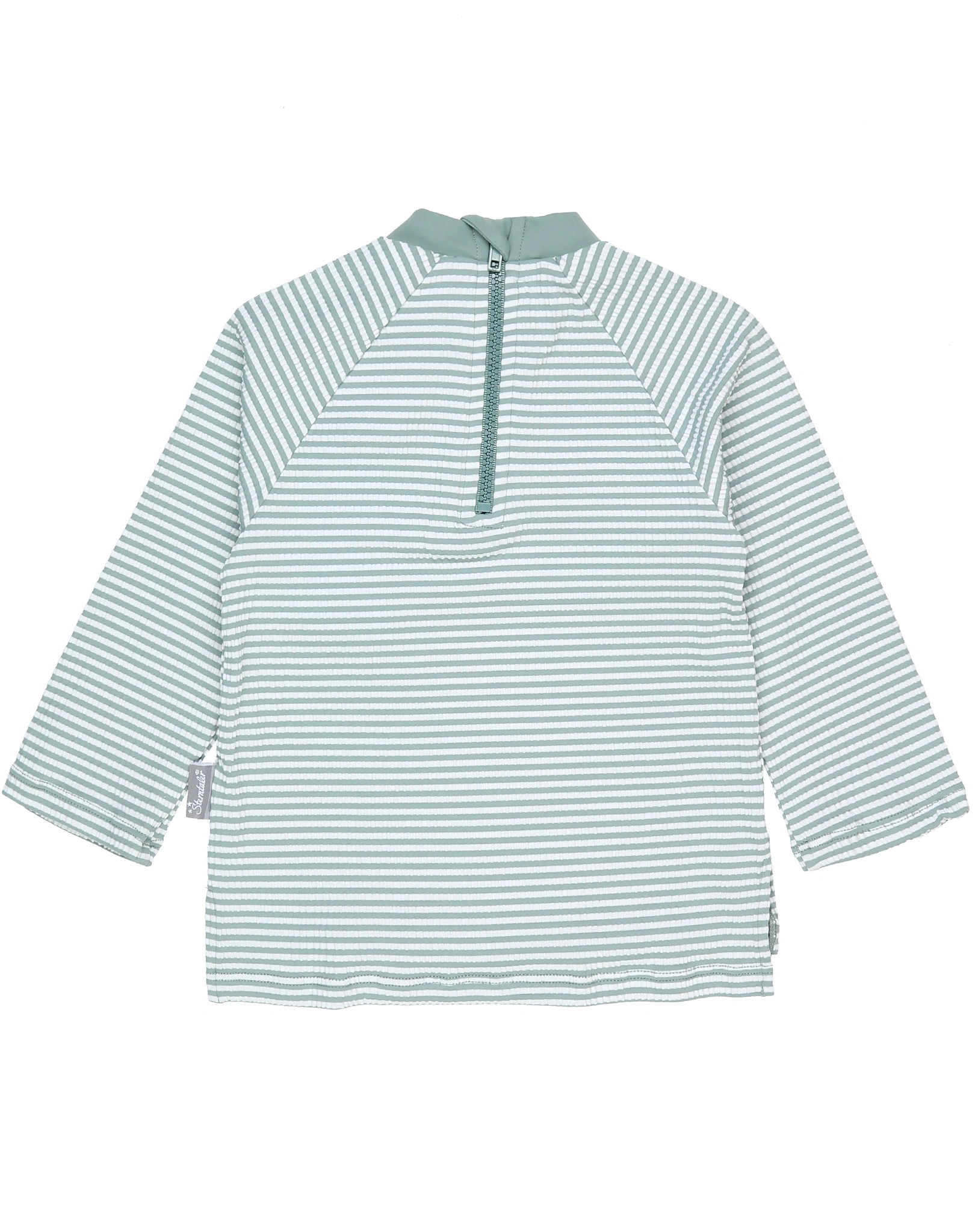 Langarm-Badeshirt HAI SEERSUCKER gestreift in dunkelgrün