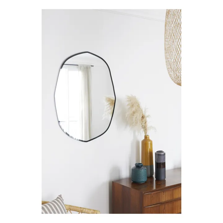 M Nuance Miroir extra plat biseauté contour noir- forme aléatoire 66x85 | Noir