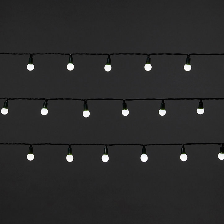 Guirlande lumineuse LED intérieure et extérieure blanc froid câble vert 8 fonctions 25,12 m décor boule