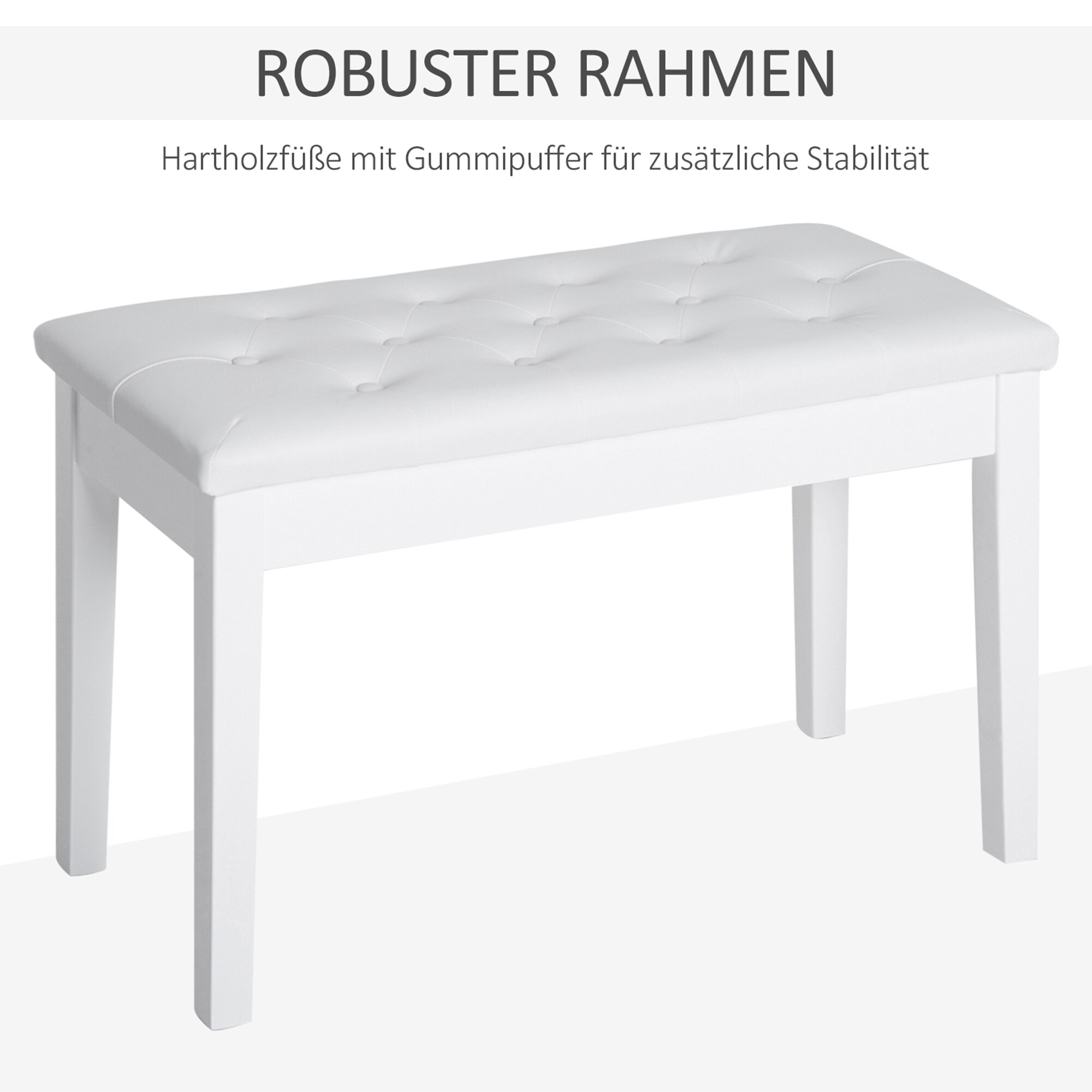 HOMCOM Klavierbank Stilvoll, robust, langlebig Weiß 76 x 36 x 50 cm (LxBxH)
