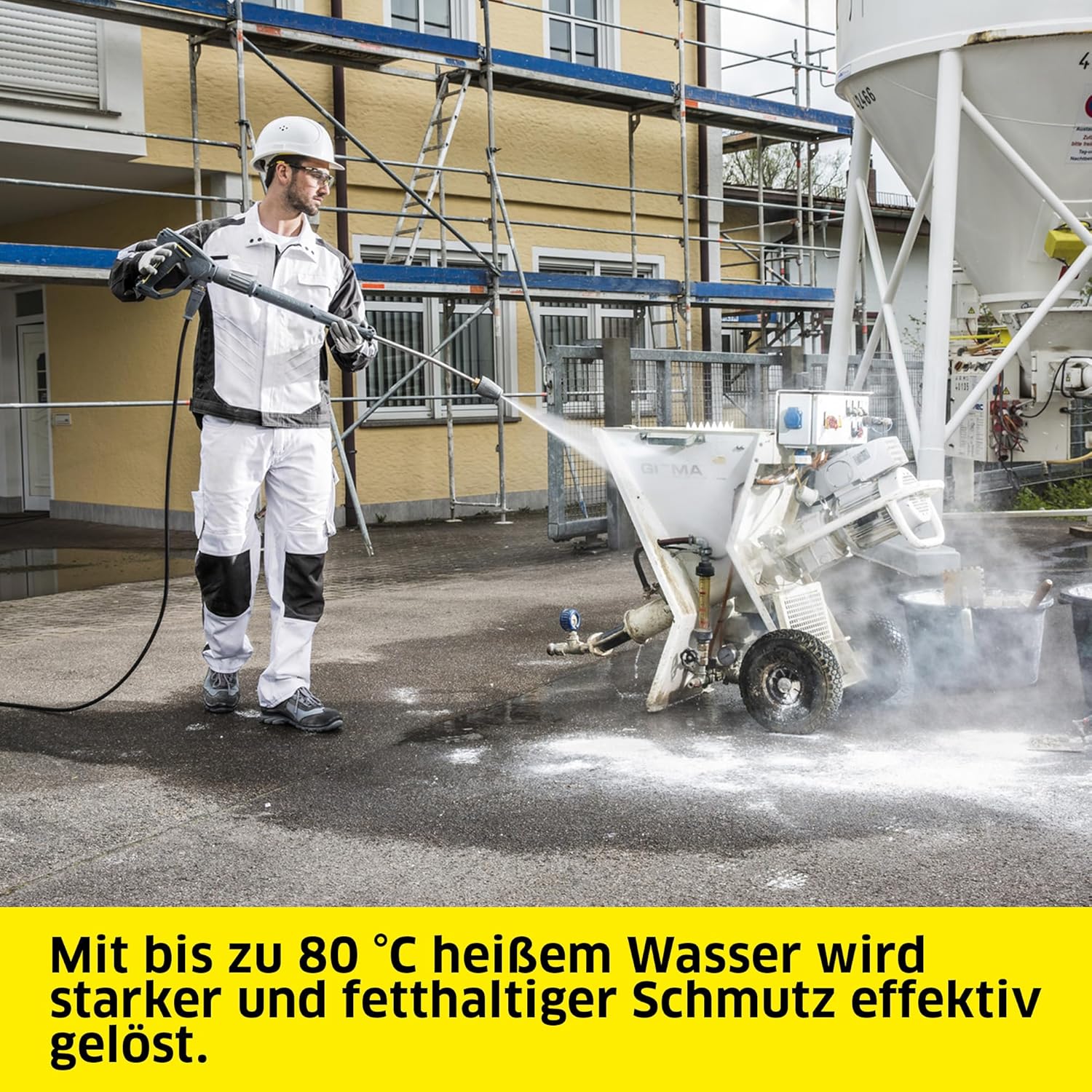 Kärcher Heißwasser-Hochdruckreiniger HDS 5/15 UX, max. 80 °C, Arbeitsdruck: 150 bar, Fördermenge: 450 l/h, Gewicht: 80,5 kg, Schlauch: 15 m, Easy!Force Advanced-Hochdruckpistole, Schlauchtrommel