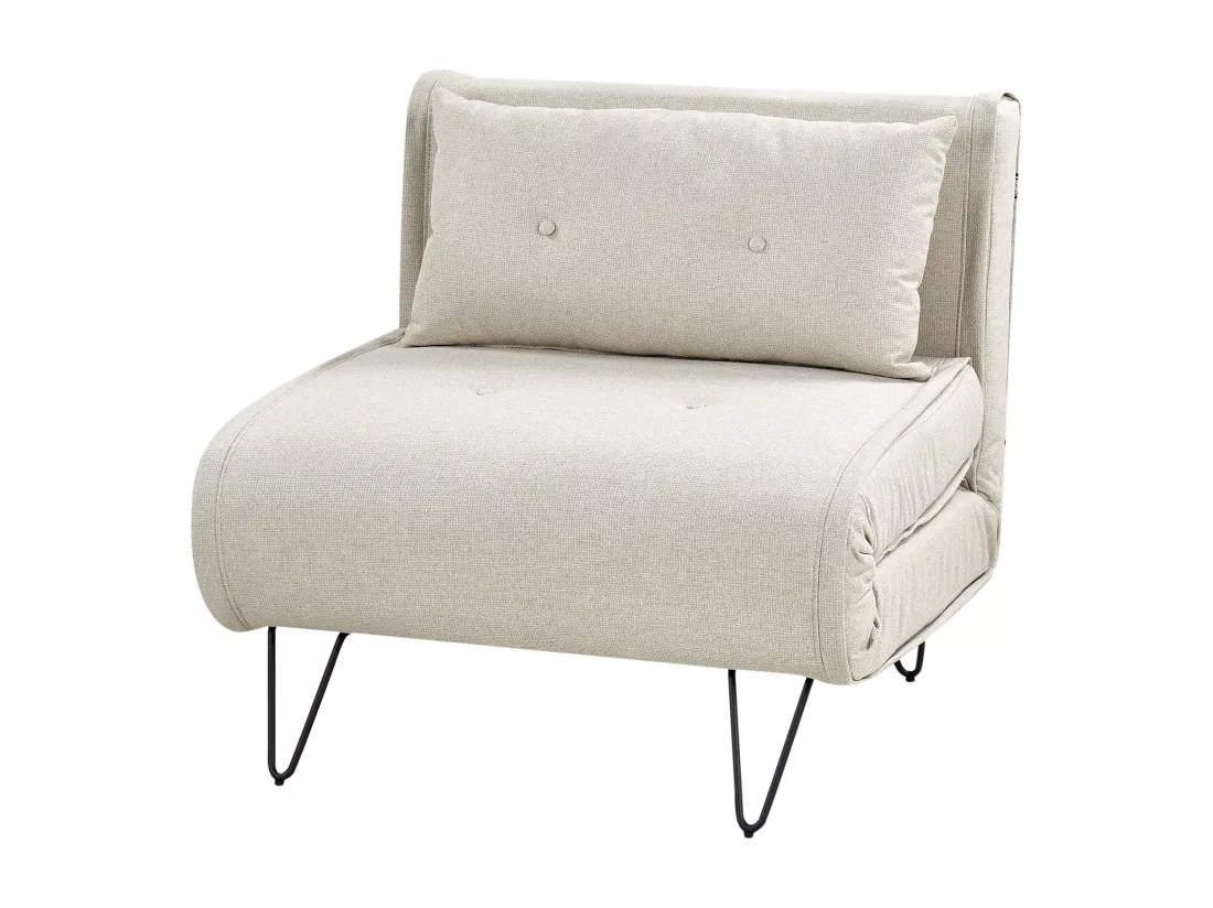 Canapé convertible 1 place en tissu beige clair VESTFOLD