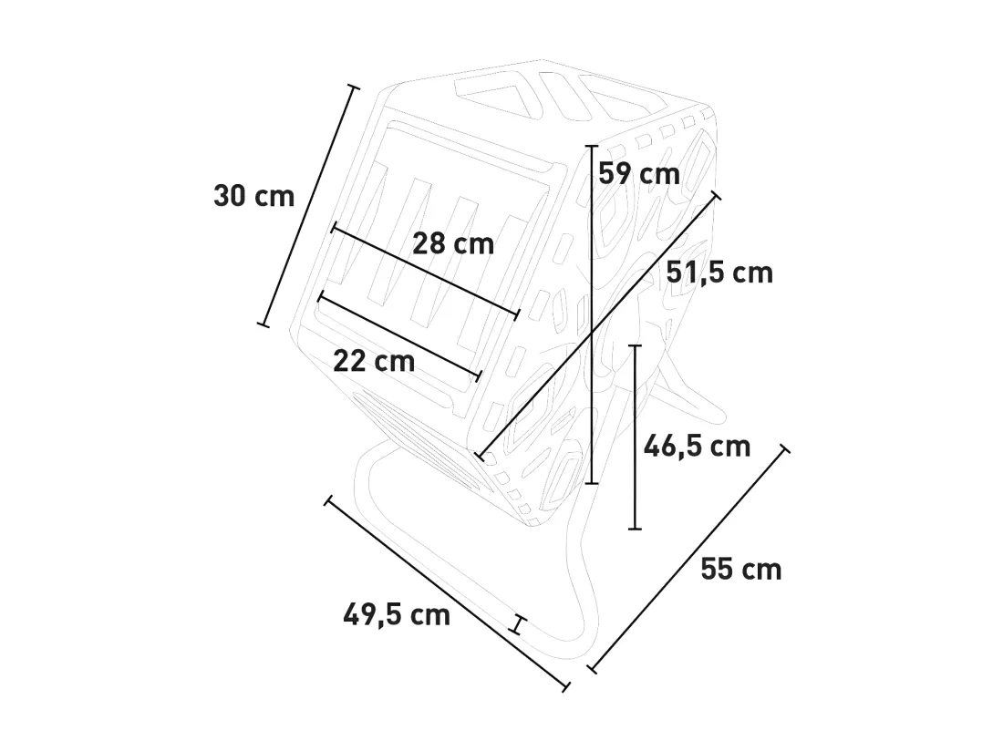 Composteur bac a compost de jardin rotatif de 65L en plastique CULTI