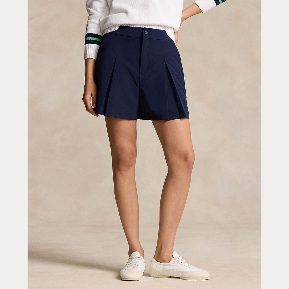 4-Veis Stretch Pleated Shorts Dame Navy