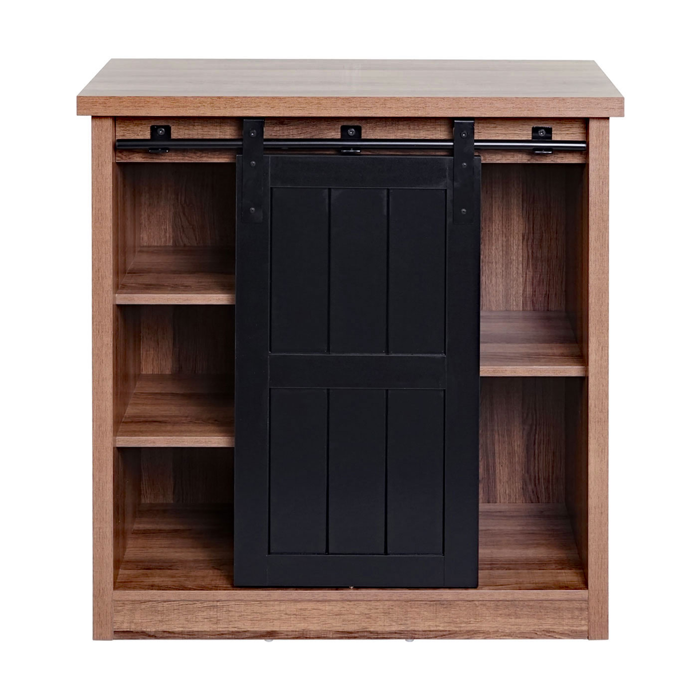 Kommode MCW-K75, Schrank Regal, Schiebetüre 5 Staufächer, Holz-Optik Industrial Metall 84x80x40cm ~ braun