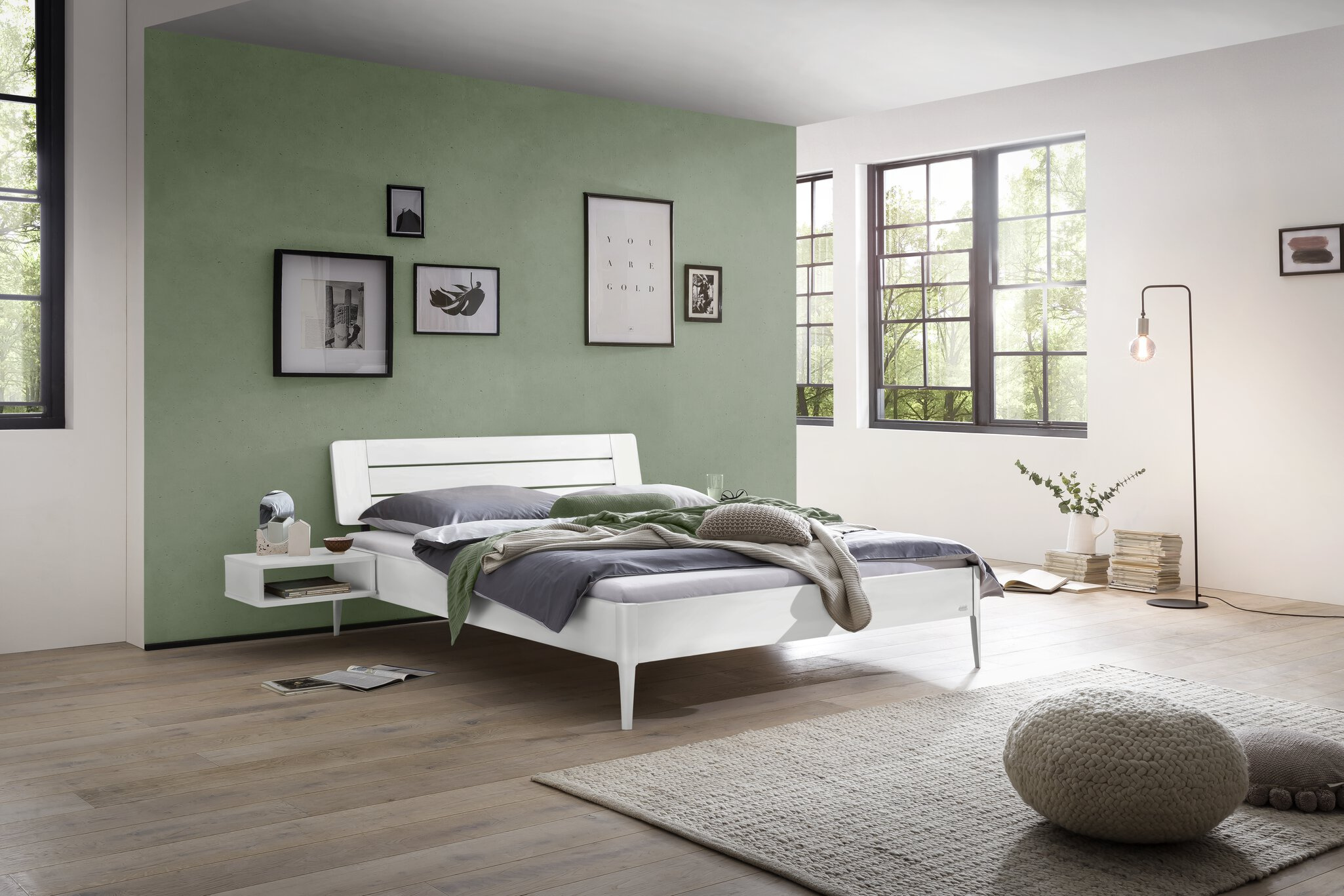 Holzbett HASENA BUSSETO 140X200cm Höhe 25cm Buche Buche weiß