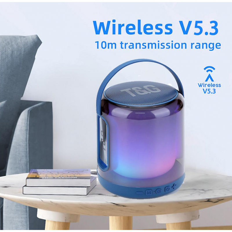 Caixa de som Bluetooth portátil Smartek com luz LED RGB