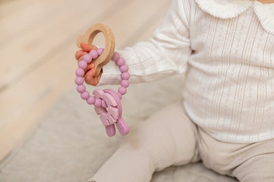 Teddykompaniet  Silikon & tre Bitering, Foggy Pink