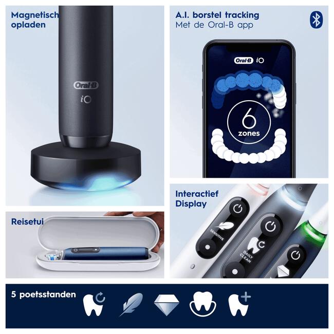 Oral-B iO 7W Zwart Elektrische Tandenborstel By Braun