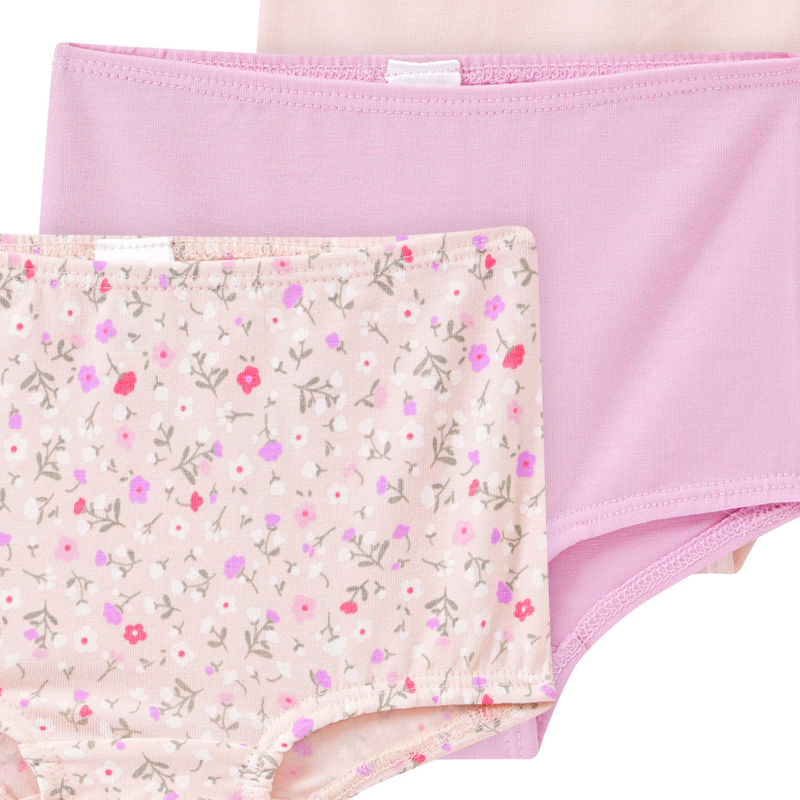 Topomini 3 Baby Pantys mit Blümchen zartrosa / flieder
