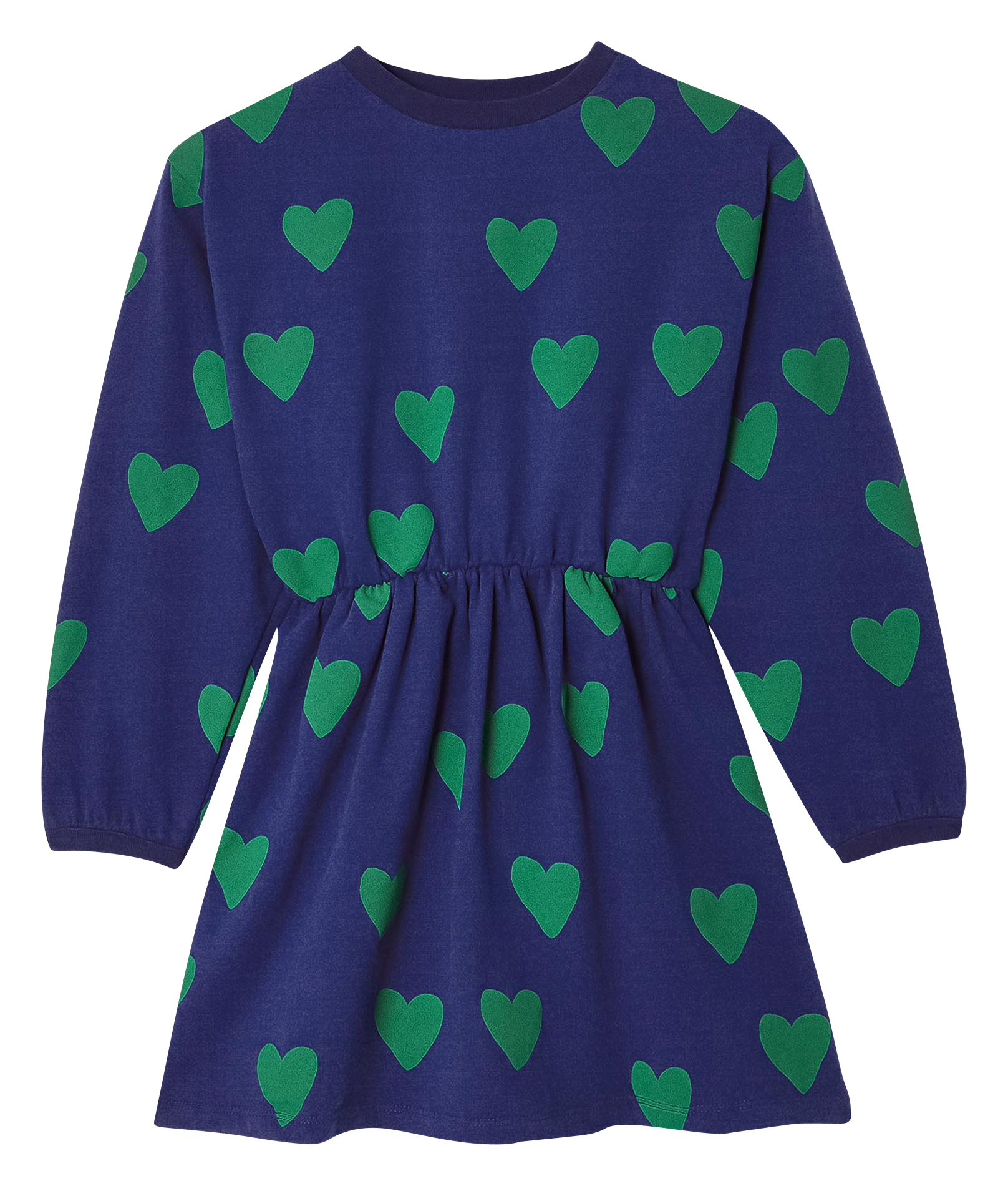 Robe courte col rond imprimé en coton| Bleu