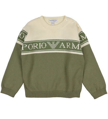 Emporio Armani Bluse - Strick - Fantasia Verde m. Weiß