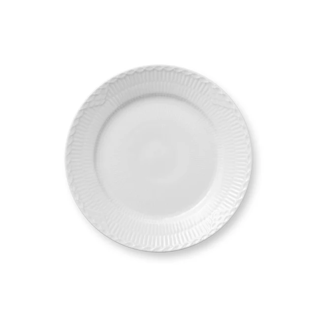Royal Copenhagen  Hvid Riflet Halvblonde tallerken - Ø19 cm.