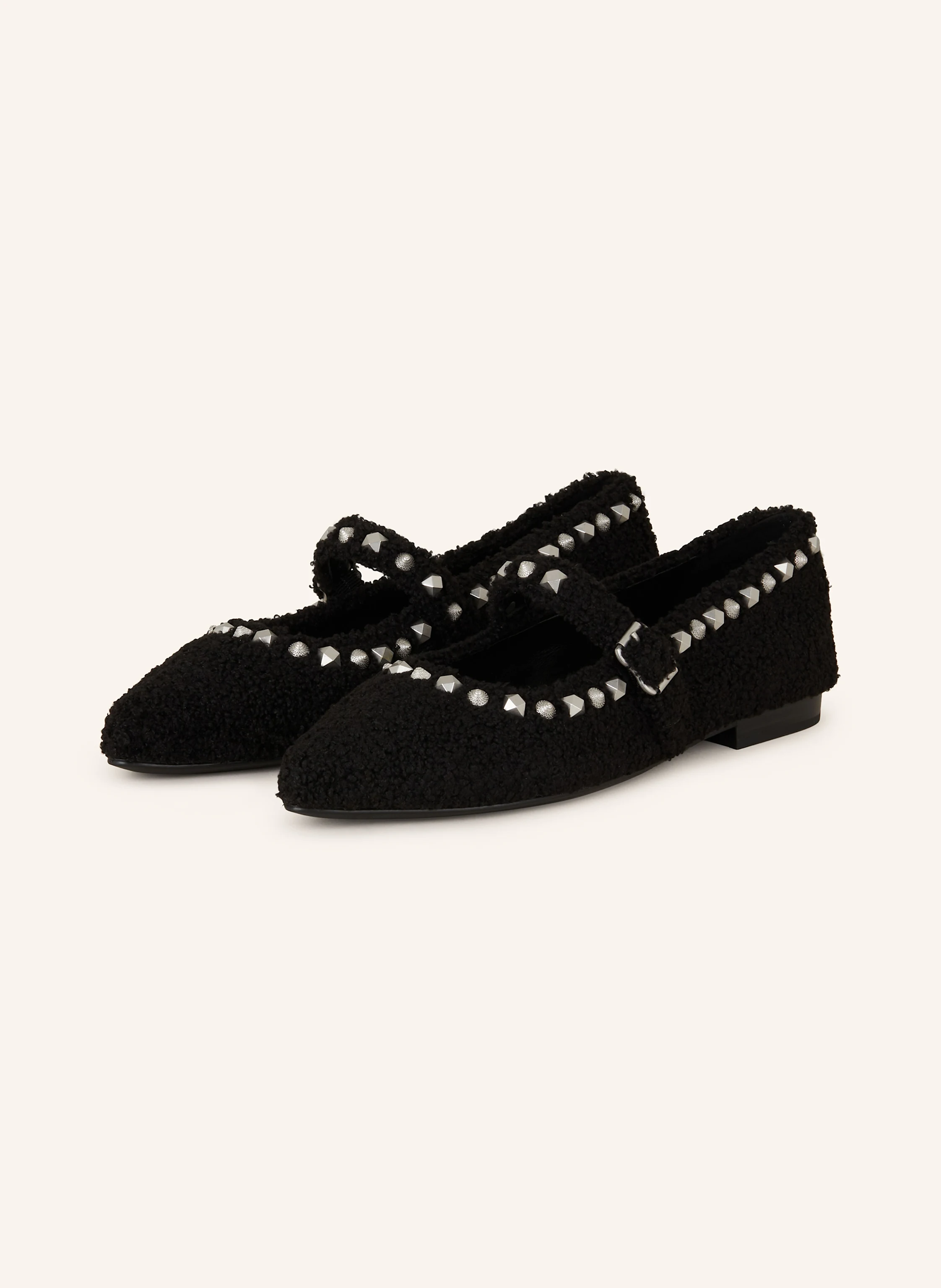 ash Ballerinas BEATNIK mit Teddyfell und Nieten