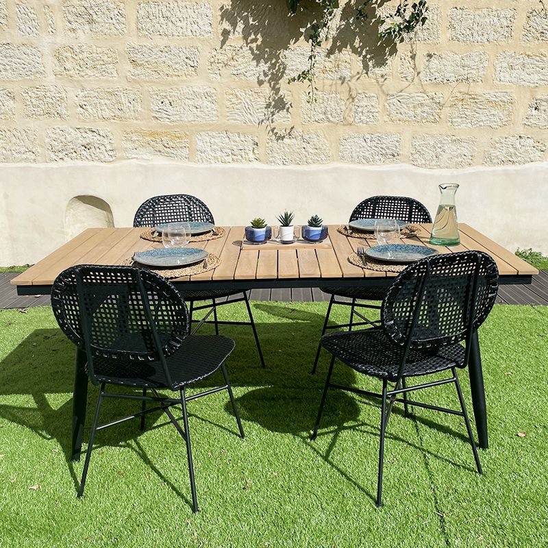 Ensemble table alba en bois d'acacia fsc et 4 chaises de jardin