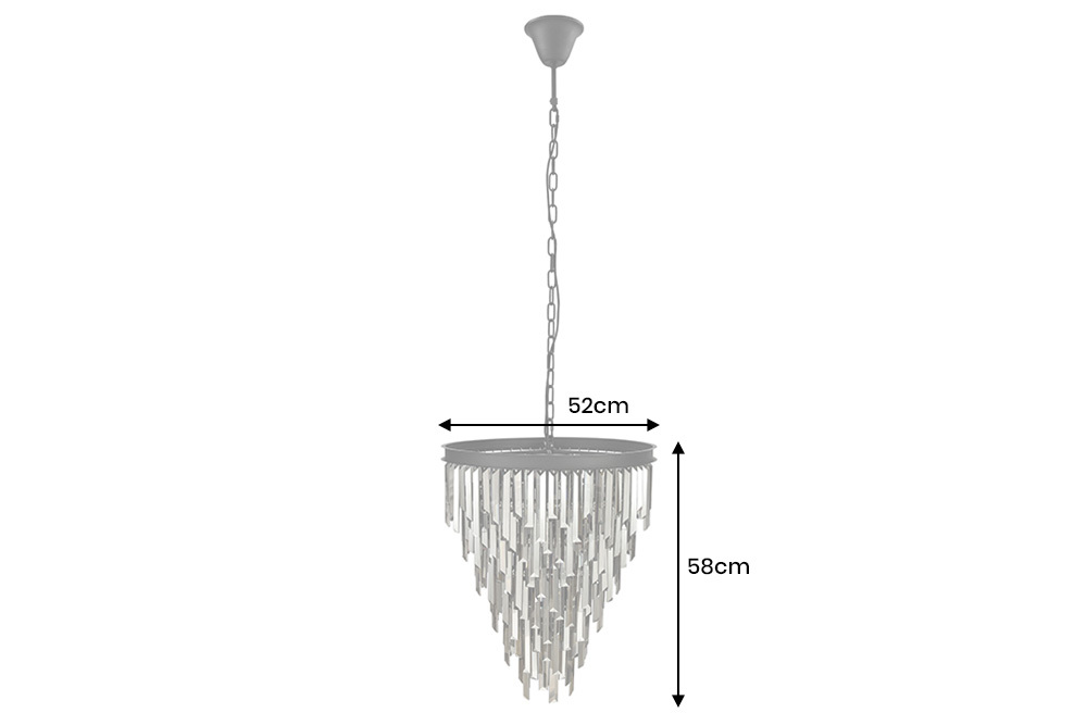 Luxus Kronleuchter KRISTALL 50cm grau mit Glasprismen schwarz Eisen Hängelampe