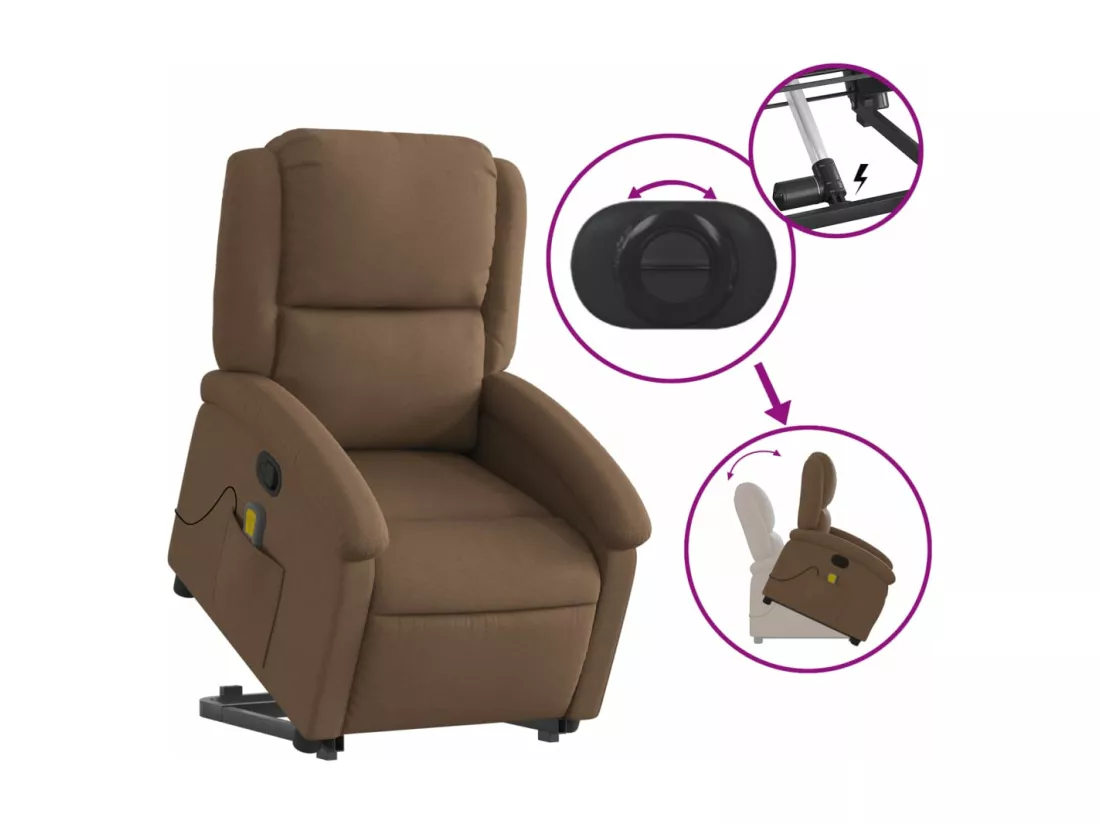 Fauteuil massant inclinable Marron Tissu
