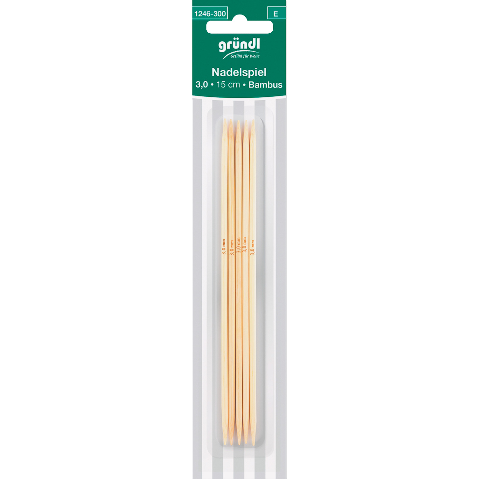 Strumpfstricknadel 5er Bambus 3mm 15cm