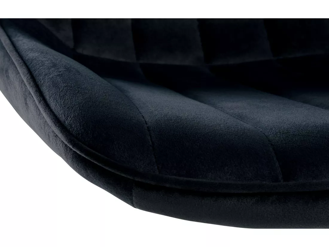 Tabouret de bar - Velours & Chrome - Noir - Toni