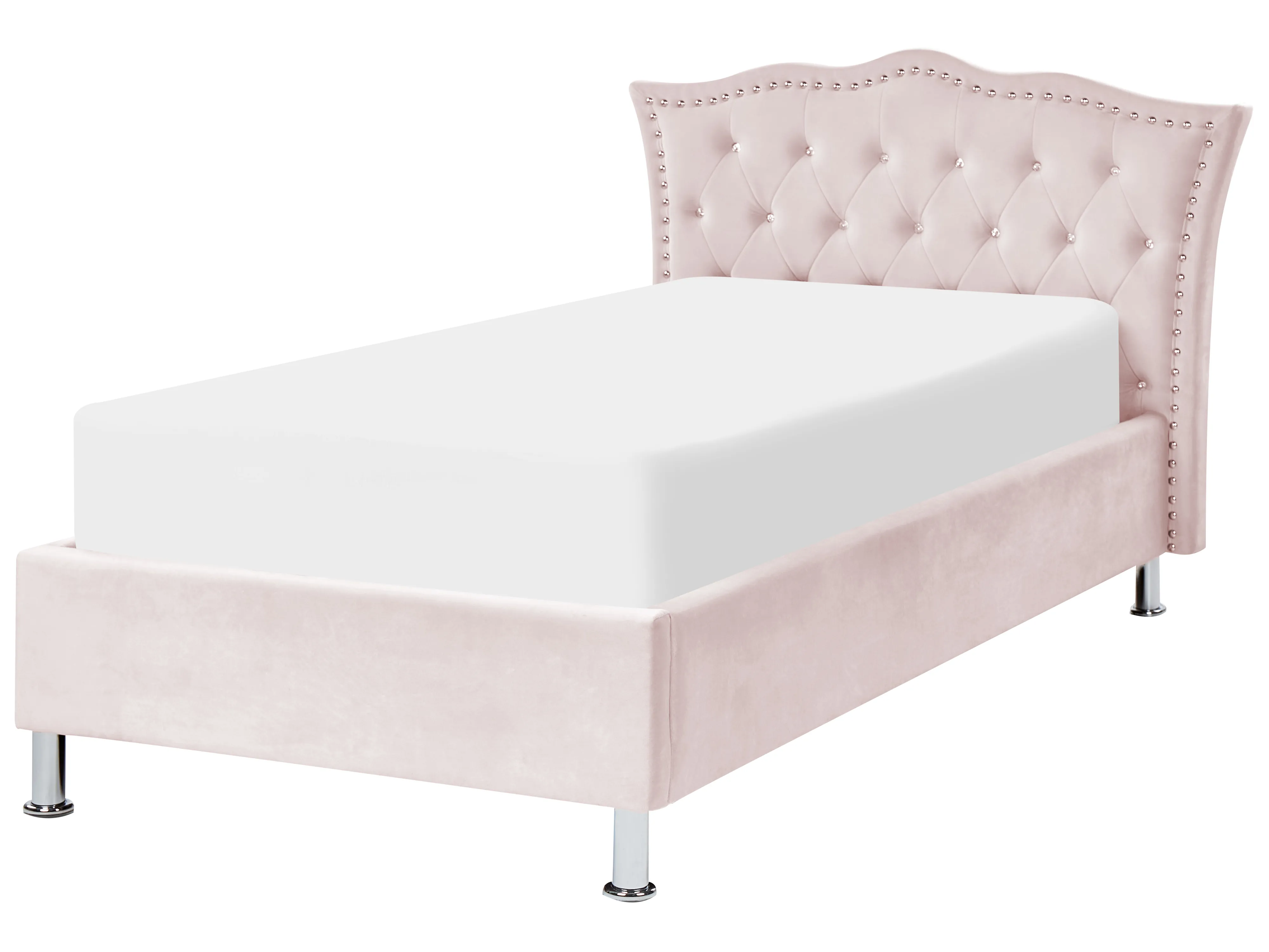 Bed met opbergruimte Fluweel METZ 90 x 200 cm Pastelroze