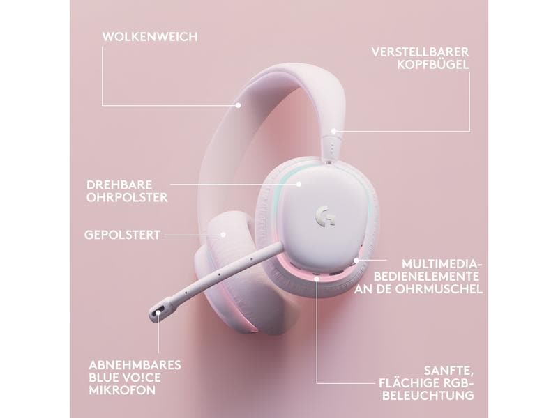 Logitech Headset G735 Weiss Kabelloses Gaming-Headset mit Lightspeed-Empfänger und dezenter RGB-Beleuchtung