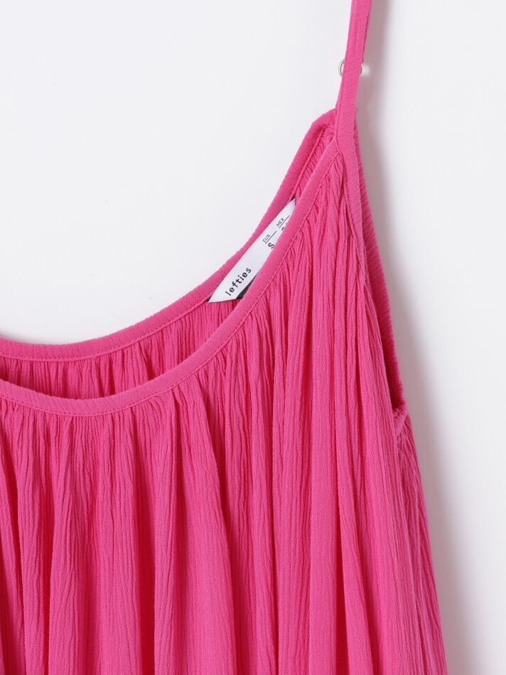 Vestido assimétrico em chambray - Fúcsia