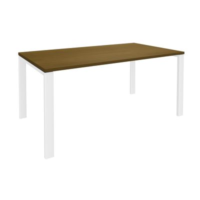 Bureau simple IRIS - L180 cm - Plan de départ - Pieds blanc - plateau imitation noyer