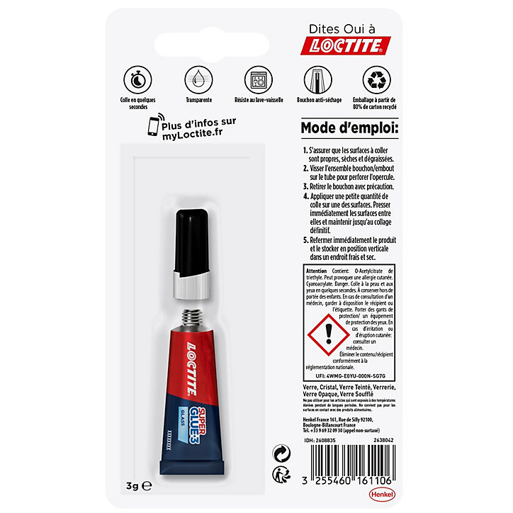 Superglue-3 Spécial Verre 3g Loctite
